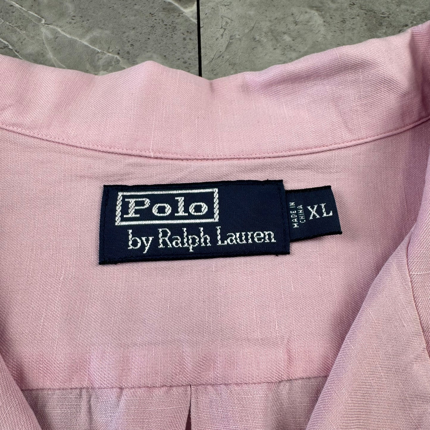 00s Polo by Ralph Lauren Pink Linen x Silk Open Collar Shirt XL