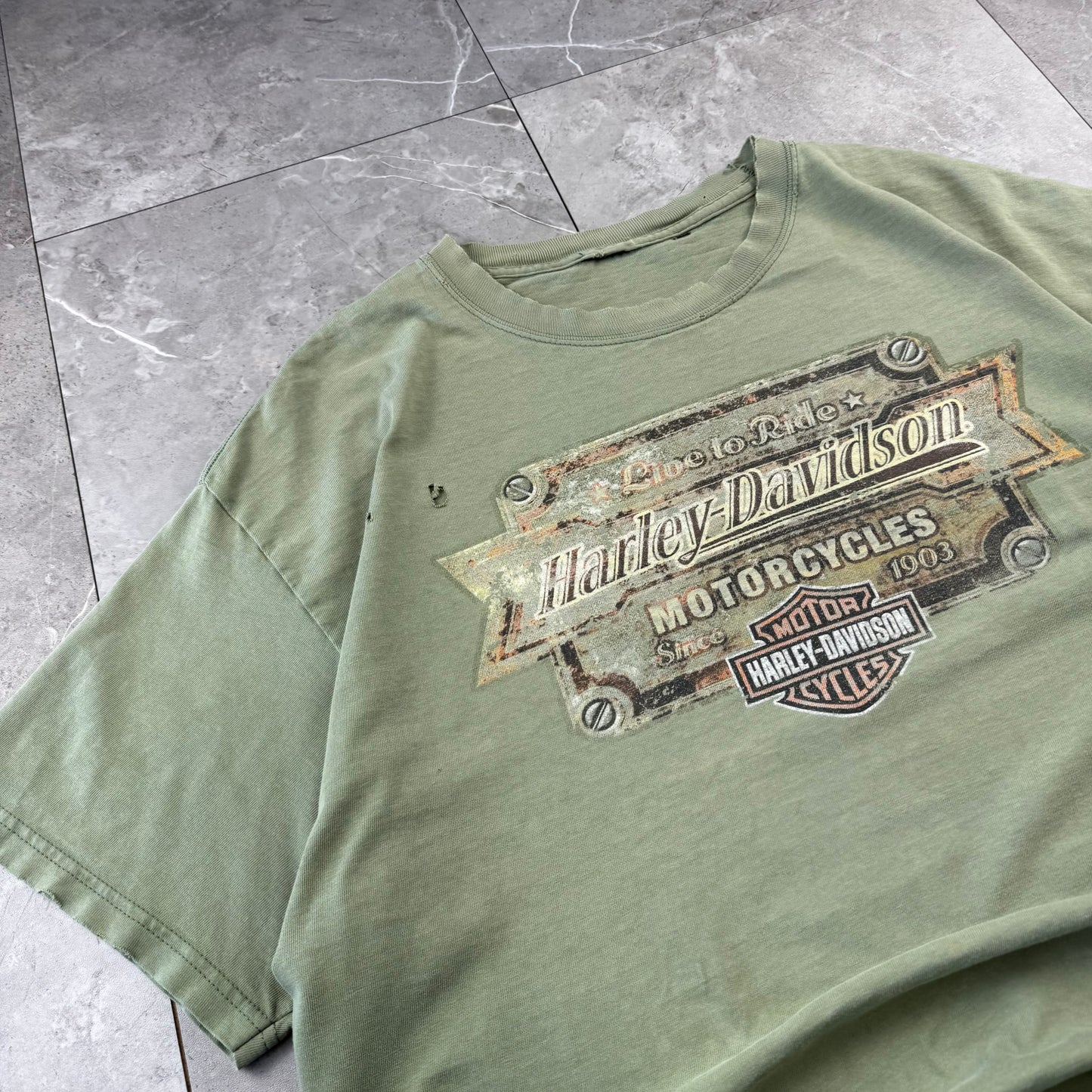 00s Unknown Harley Davidson Faded & Thrashed Graphic T-Shirt
