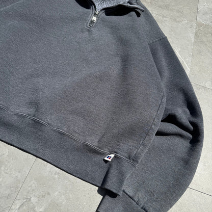 90s Russell Athletic Half-Zip Dark Gray Sweatshirt KiiChain Clothing