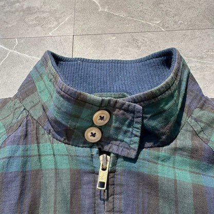 80s-90s Ralph Lauren Green Navy Checkered Harrington Jacket