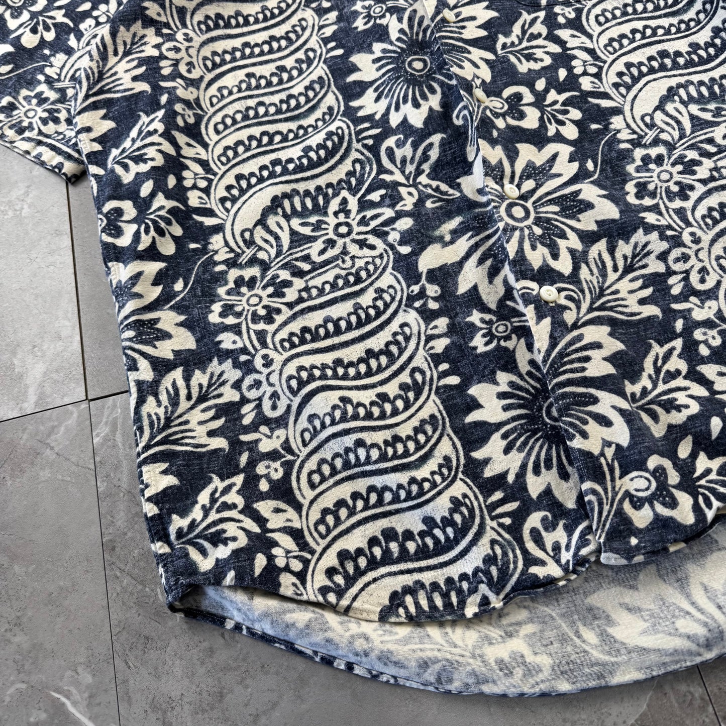 00s Polo by Ralph Lauren Bonnard Navy / Black Paisley Open Collar Shirt