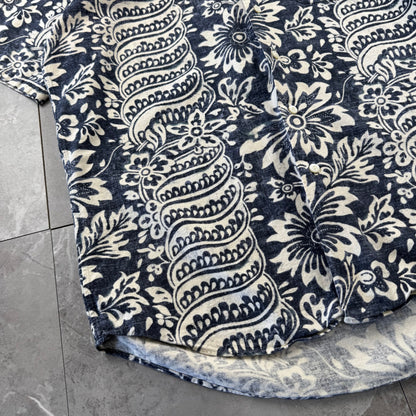 00s Polo by Ralph Lauren Bonnard Navy / Black Paisley Open Collar Shirt