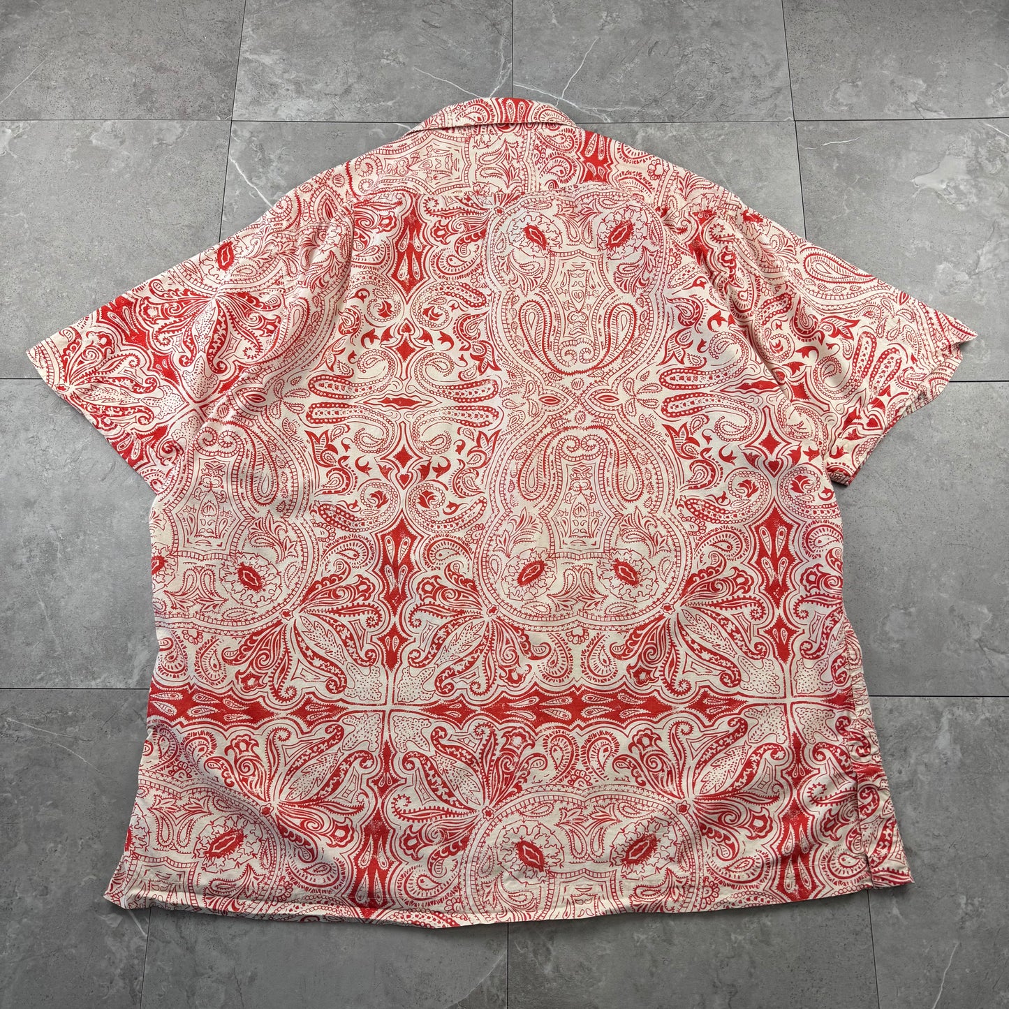 00s Ralph Lauren Polo Jeans Co. Red Paisley Open Collar Shirt