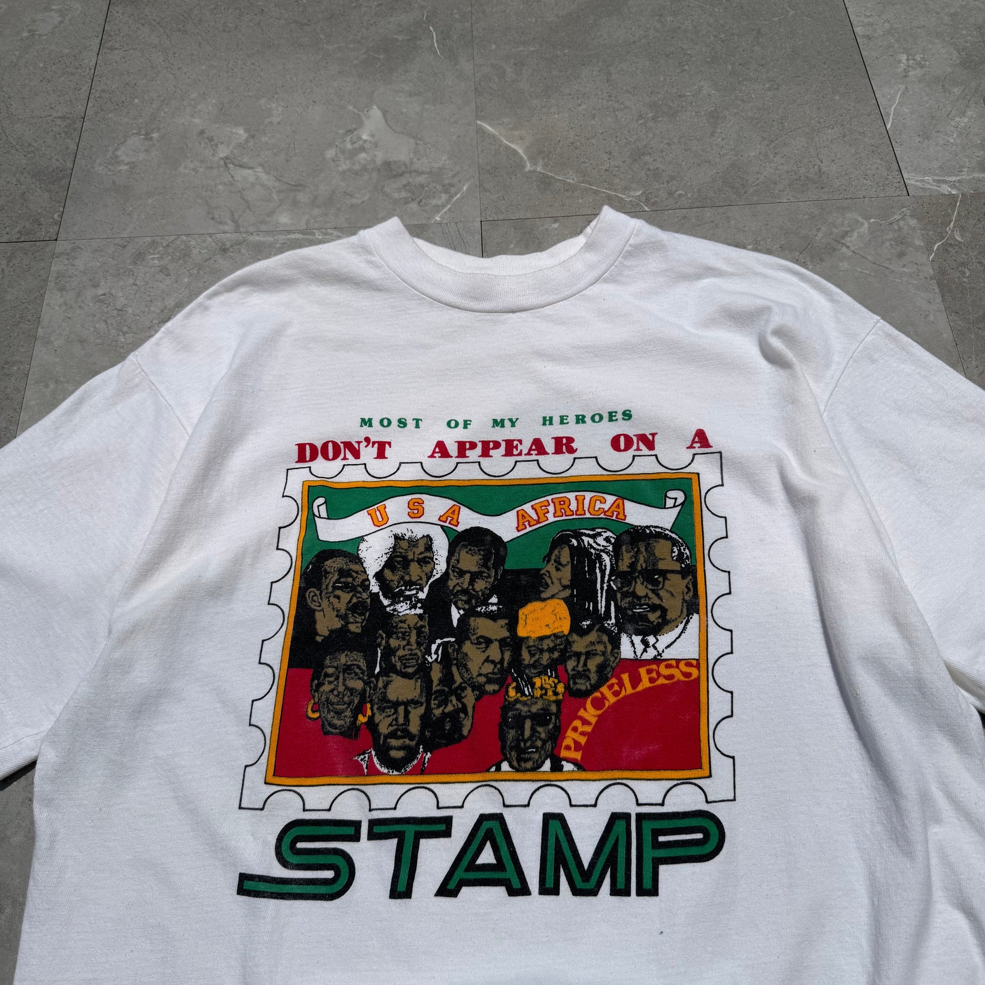 80s-90s Unknown USA Africa Stamp Single Stitch Tee KiiChain Clothing