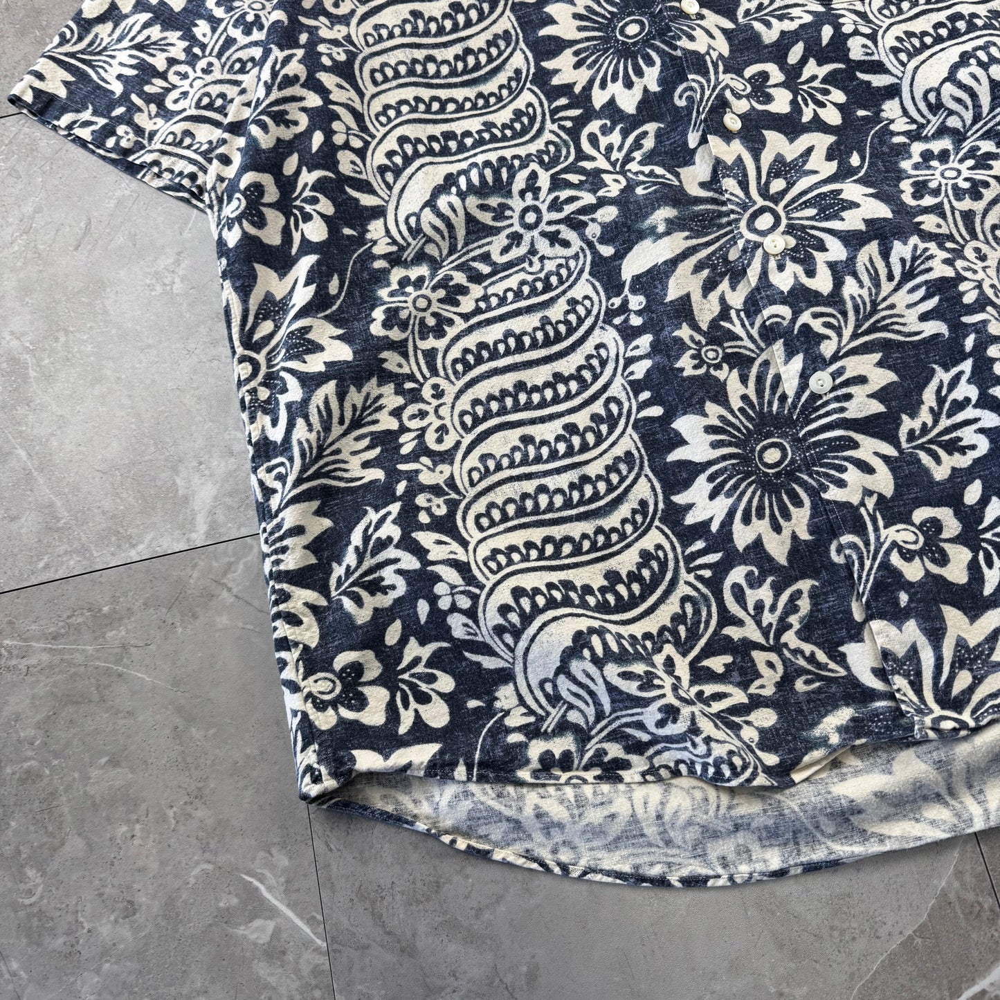 00s Polo by Ralph Lauren Bonnard Navy / Black Paisley Open Collar Shirt