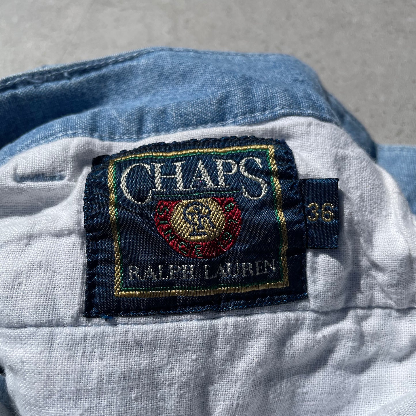 80s Chaps Ralph Lauren Tucked Denim Shorts Size 36