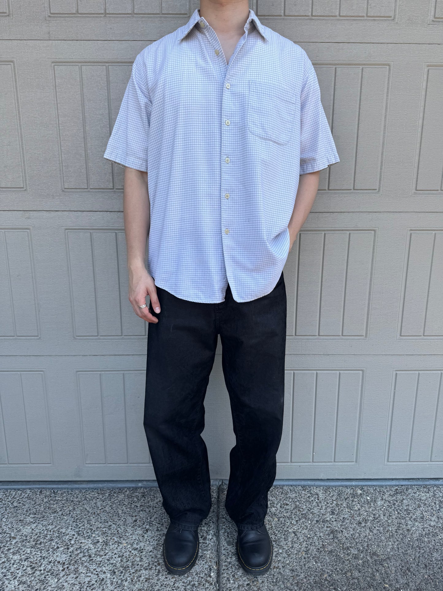 90s Nautica White Checkered Short Sleeve Shirt XL
