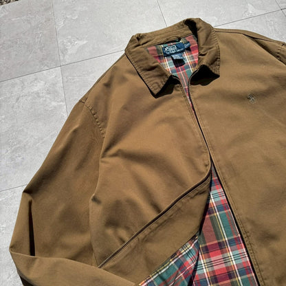90s-00s Ralph Lauren Brown Checkered Lined Swing Top Jacket