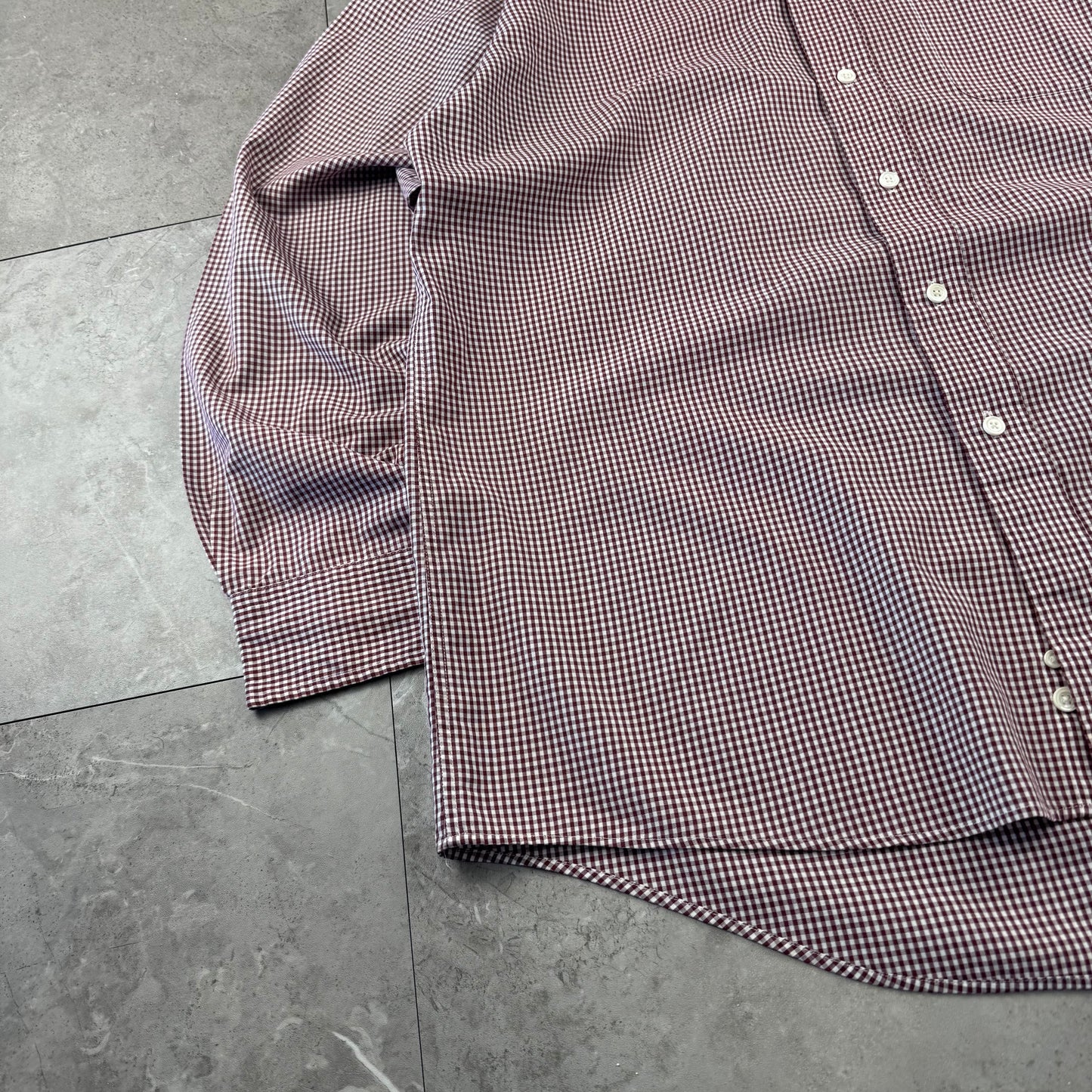 90s Lands' End Red & White Checkered Button Down Shirt