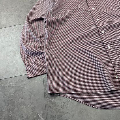 90s Lands' End Red & White Checkered Button Down Shirt