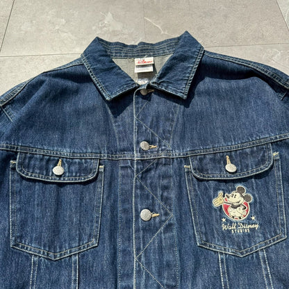90s The Disney Store Mickey Mouse Embroidered Logo Denim Jacket