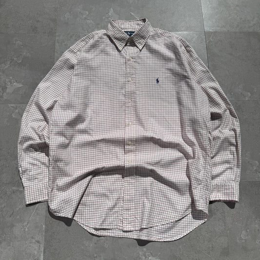 90s-00s Ralph Lauren “Classic Fit” Cream Checkered Button Down Shirt KiiChain Clothing