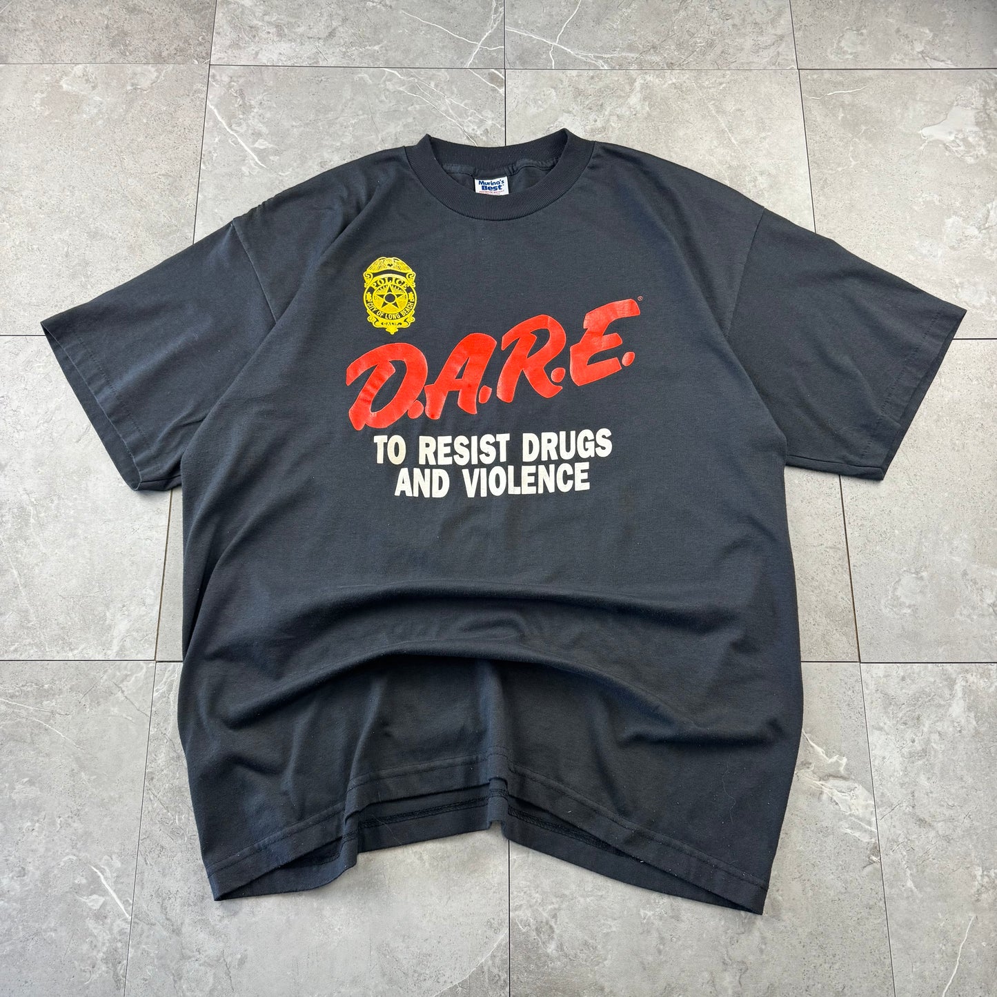 80s-90s Murina’s Best Premium Weight D.A.R.E. Black Single Stitch Graphic Made in USA T-Shirt