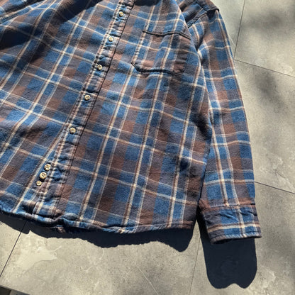90s-00s Eddie Bauer Blue/Brown Faded Checkered Flannel Shirt