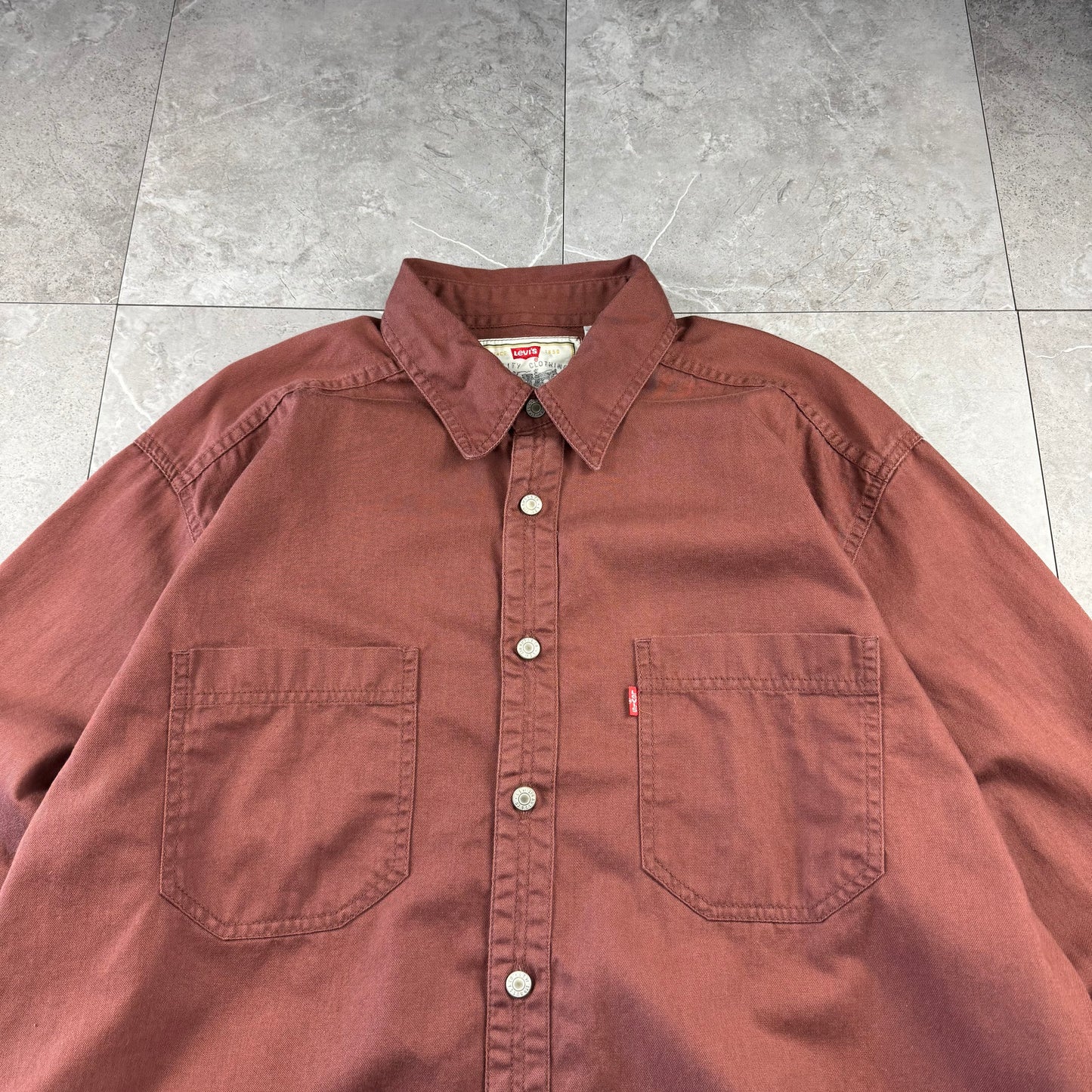 90s-00s Levi's Burgundy Heavyweight Dual Pocket Shirt