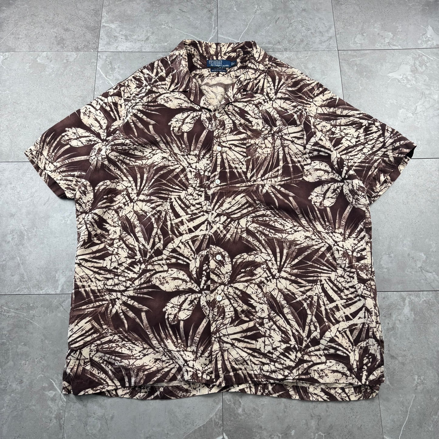 00s Polo by Ralph Lauren Clayton Brown Silk x Cotton Short Sleeve Shirt