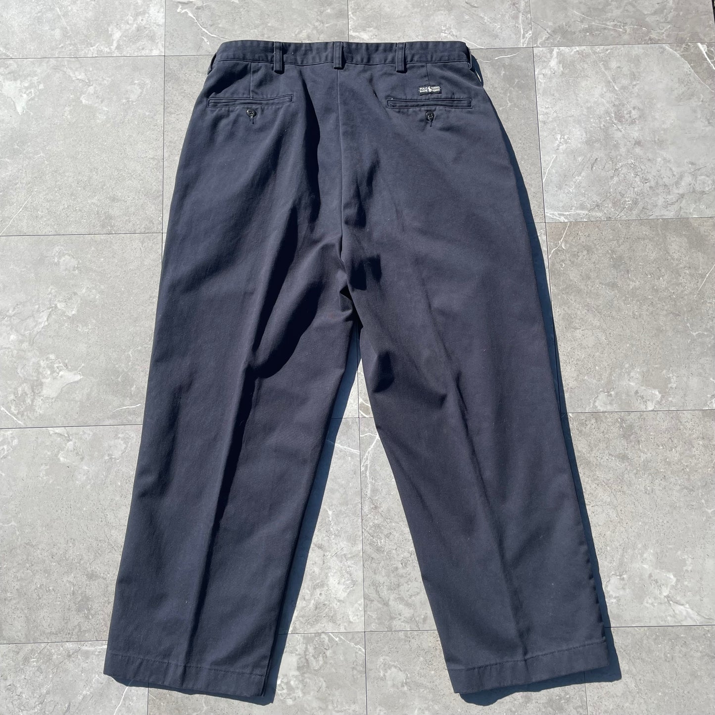 90s-00s Ralph Lauren “Andrew Pant” Two-Tuck Pleated Navy Chino Pants 34x30