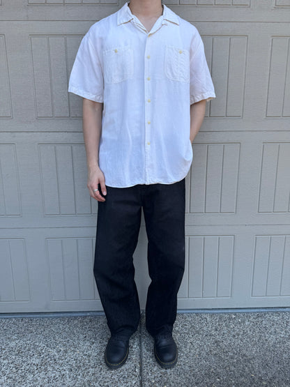 00s Polo by Ralph Lauren “Beach Camp” No-Pony Linen x Silk White Open Collar Shirt XL