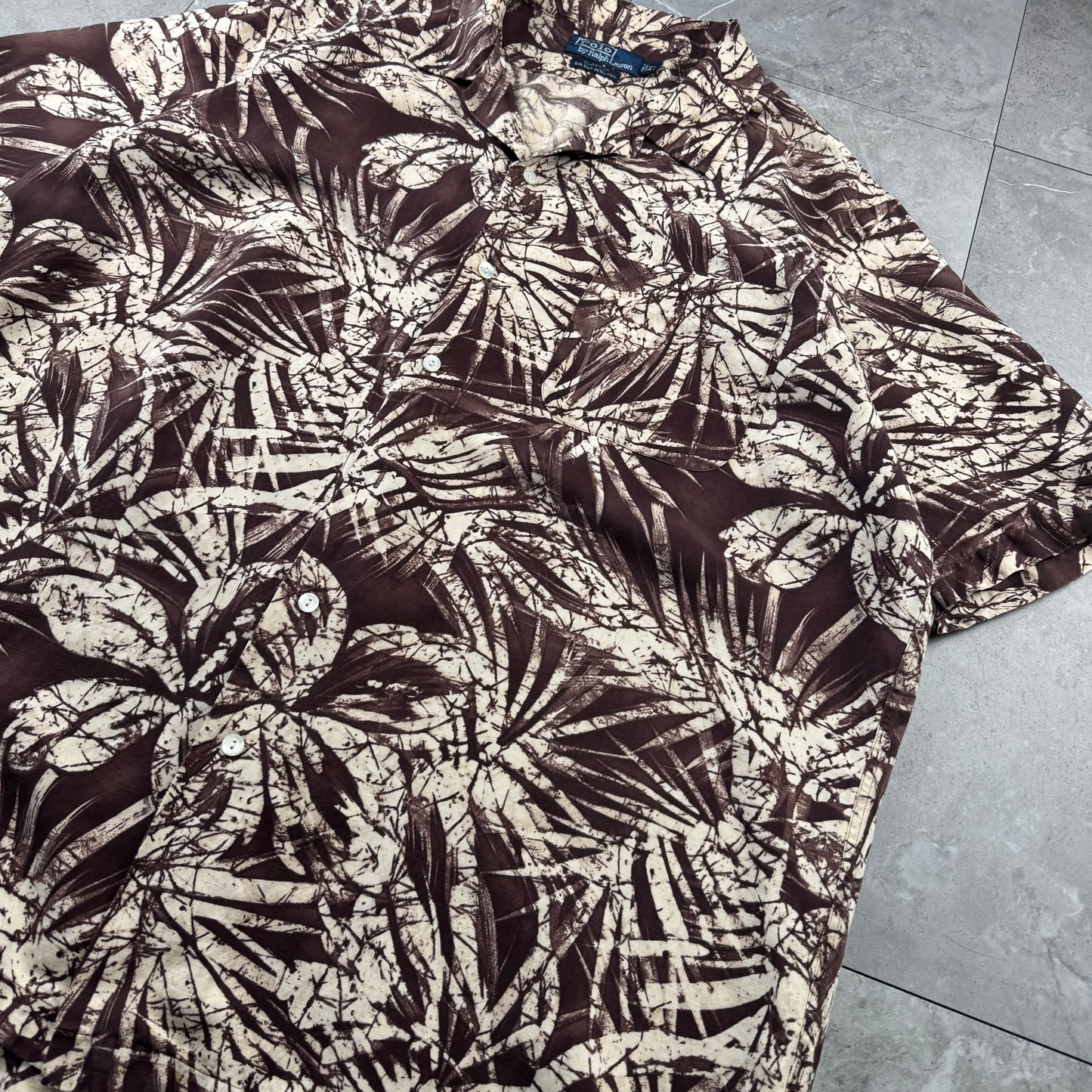 00s Polo by Ralph Lauren Clayton Brown Silk x Cotton Short Sleeve Shirt