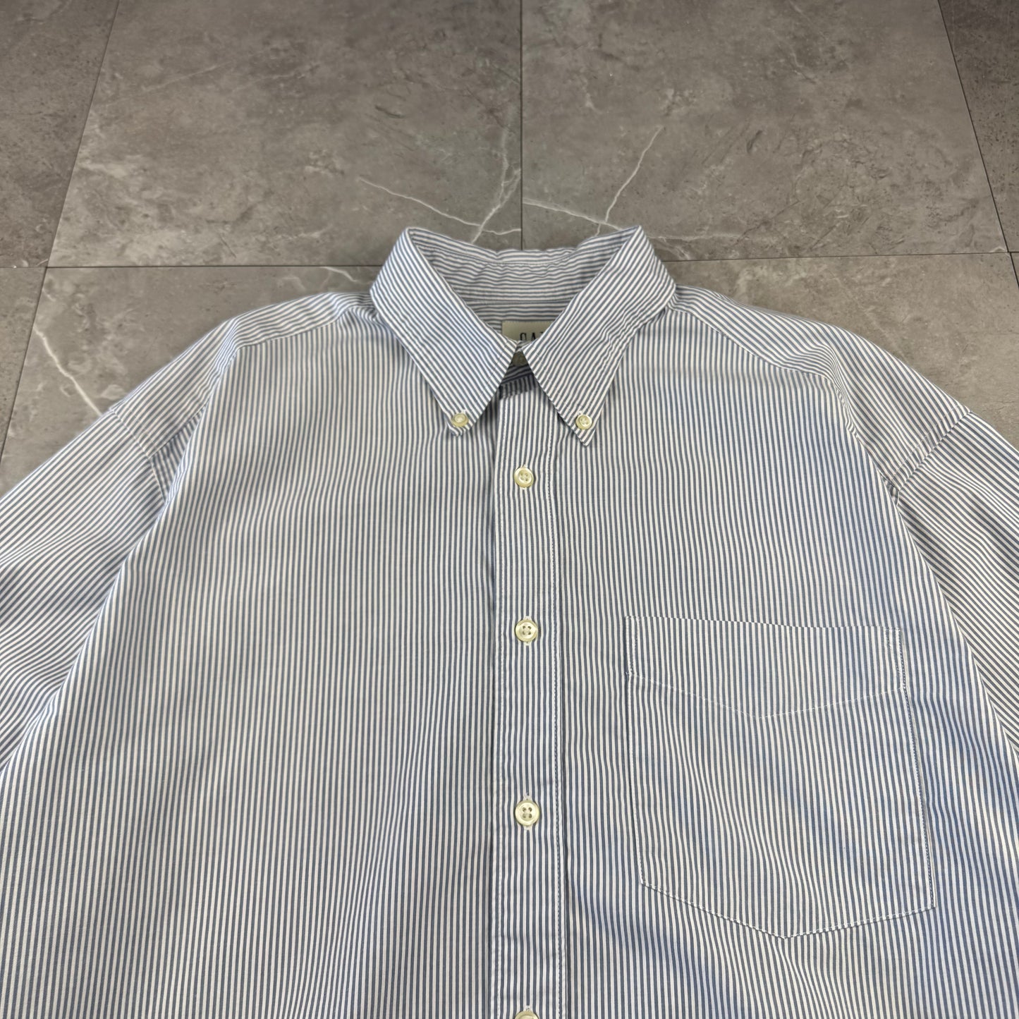 90s Old Gap Light Blue Striped Button Down Shirt