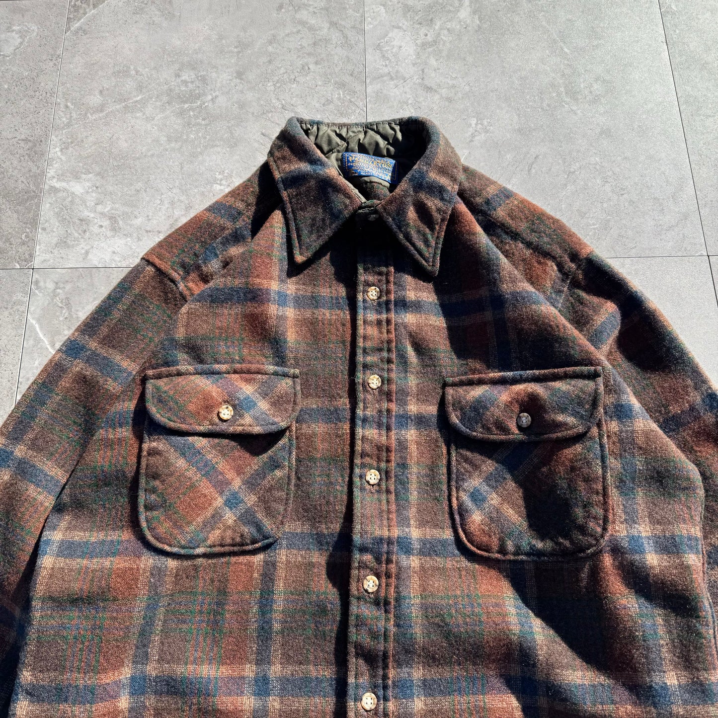 70s Pendleton Made in USA Wool Checkered Flannel Shirt