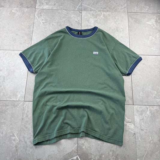 90s-00s Levi’s Green Heavyweight Made in USA Ringer T-Shirt