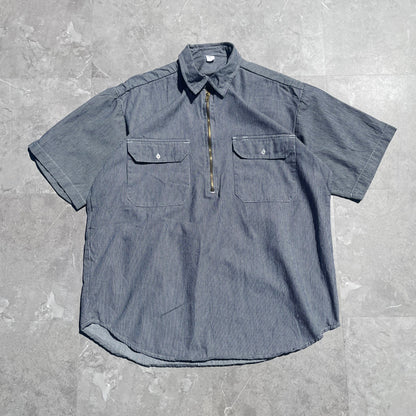 90s Hickory Half-Zip Short Sleeve Shirt