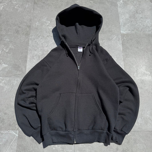 80s-90s Jerzees by Russell Athletic Made in USA Black Zip-Up Hoodie KiiChain Clothing