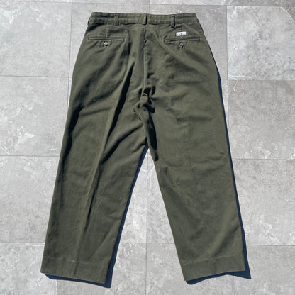 90s-00s Ralph Lauren Two-Tuck Pleated Olive Green Chino Pants 34x30