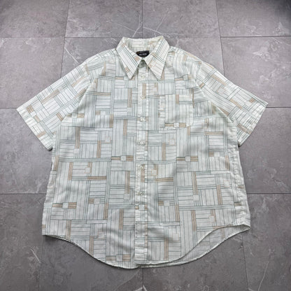 70s-80s JC Penny No Iron Geometric Design Short Sleeve Shirt Size 17