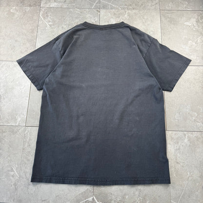 90s-00s Planet Hollywood Made in USA Faded Black Embroidered Logo T-Shirt
