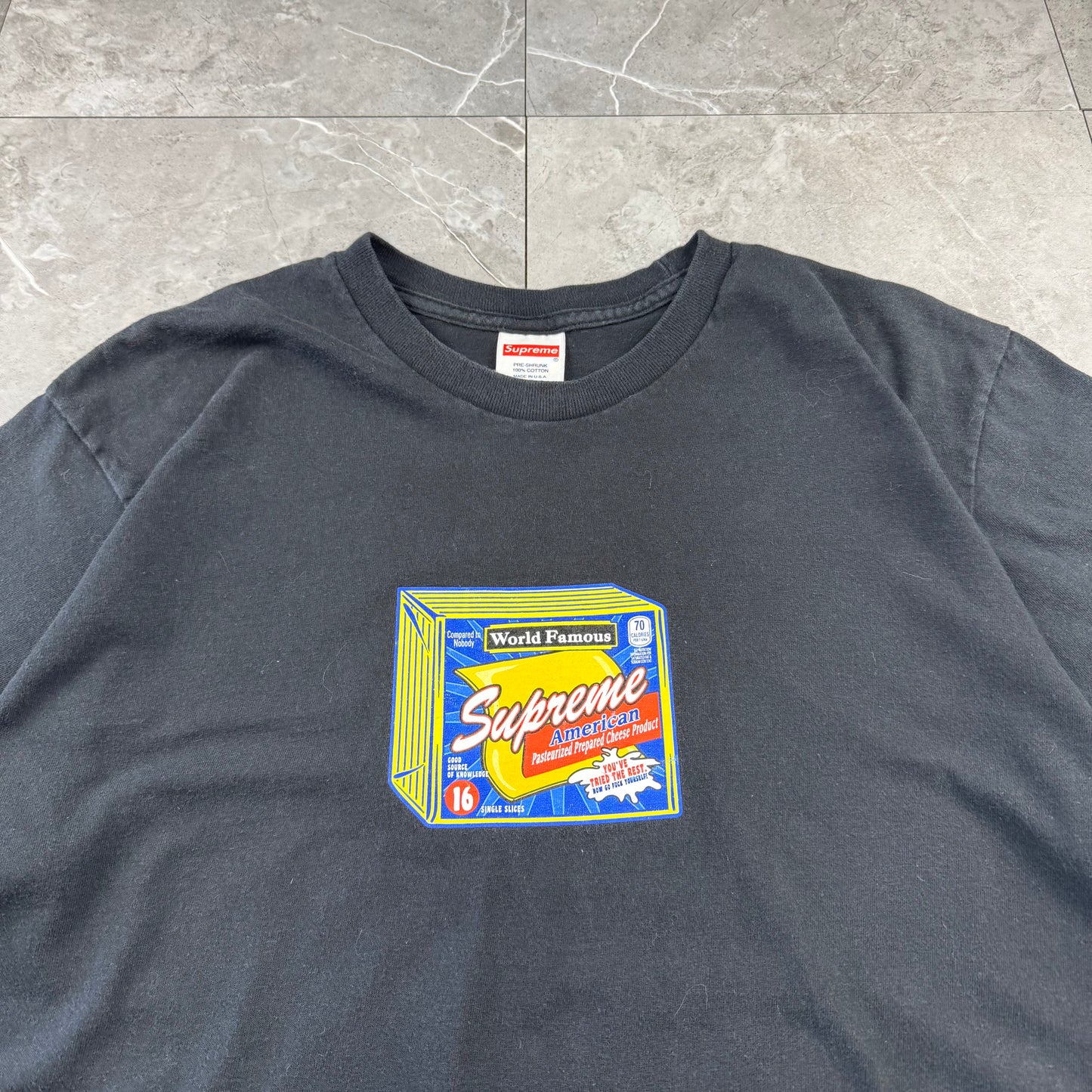 00s~ Supreme Block Cheese Made in USA Graphic T-Shirt