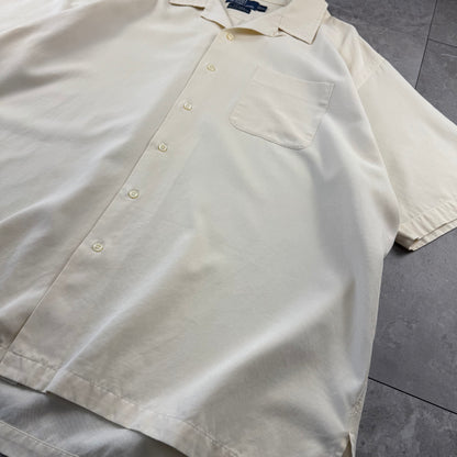 00s Polo by Ralph Lauren Caldwell Cream No-Pony Silk x Cotton Open Collar Shirt XXL
