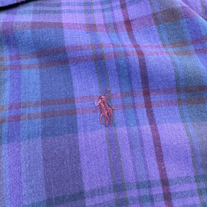 00s Polo by Ralph Lauren Caldwell Purple Checkered Open Collar Shirt XL