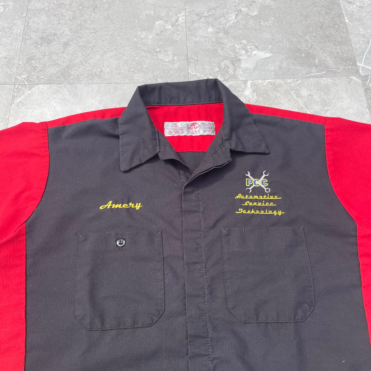 90s-00s Red Kap PCC Automative Service Technology Work Short Sleeve Shirt