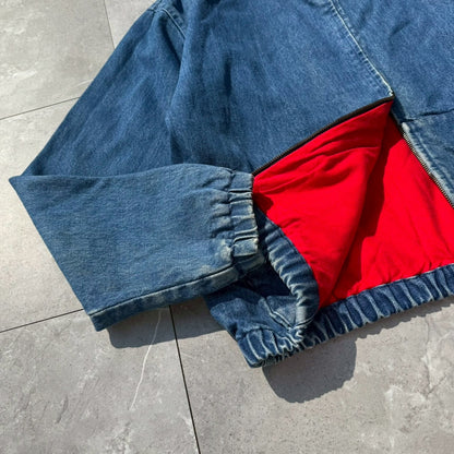 80s-90s Ralph Lauren Made in USA Red Fleece Lined Denim Swing Top Jacket