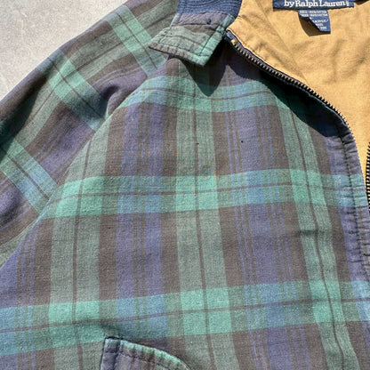80s-90s Ralph Lauren Green Navy Checkered Harrington Jacket