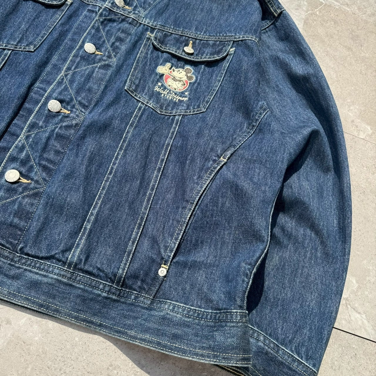 90s The Disney Store Mickey Mouse Embroidered Logo Denim Jacket