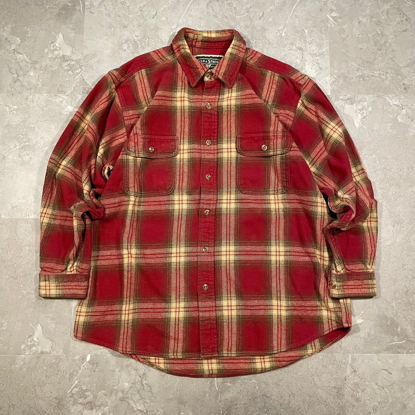 00s Field & Stream Heavyweight Shadow Checkered Plaid Flannel Shirt