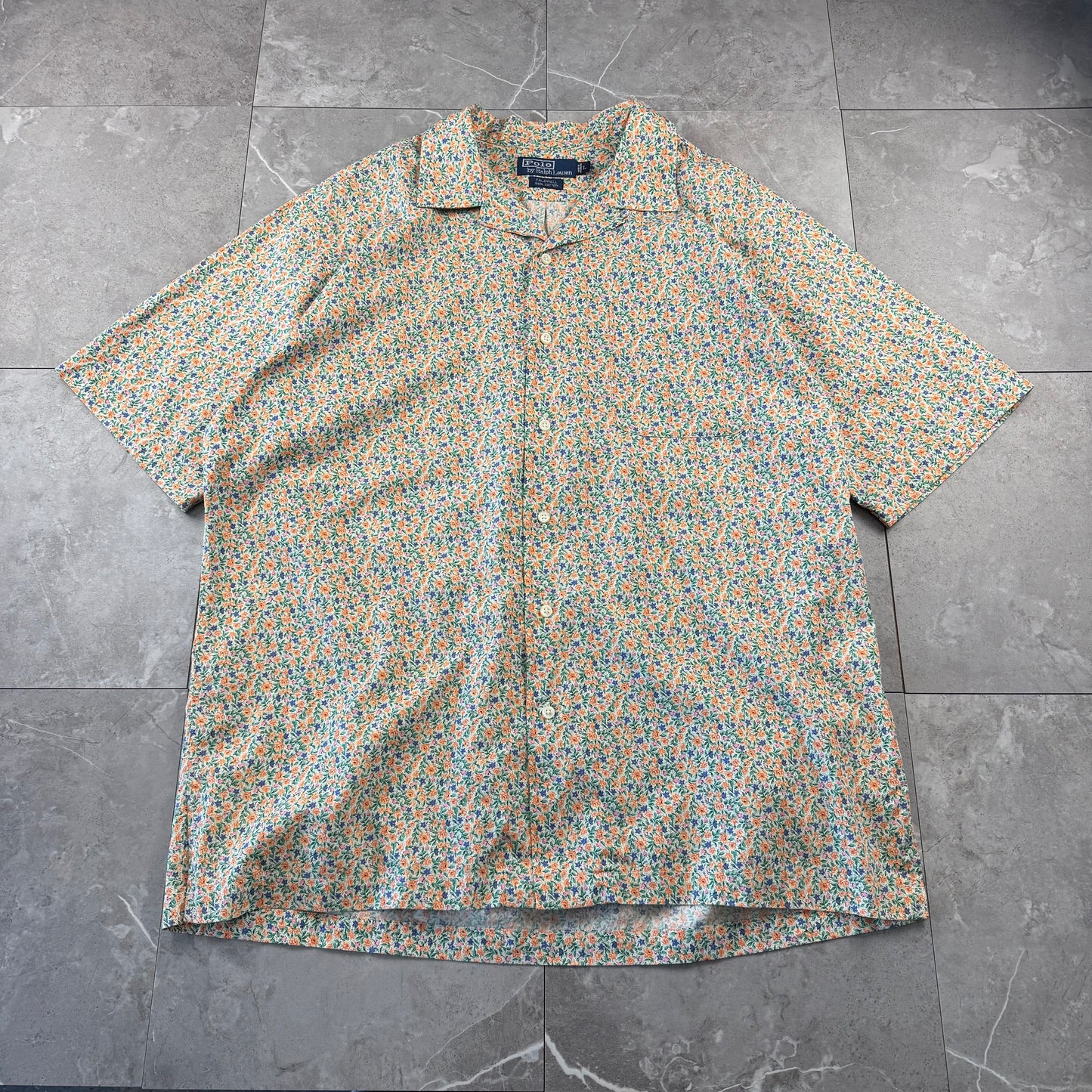 00s Polo by Ralph Lauren Caldwell Orange Flower Open Collar Shirt L