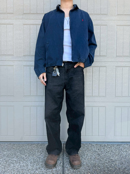 90s Ralph Lauren Navy Corduroy Collar Swing Top Jacket