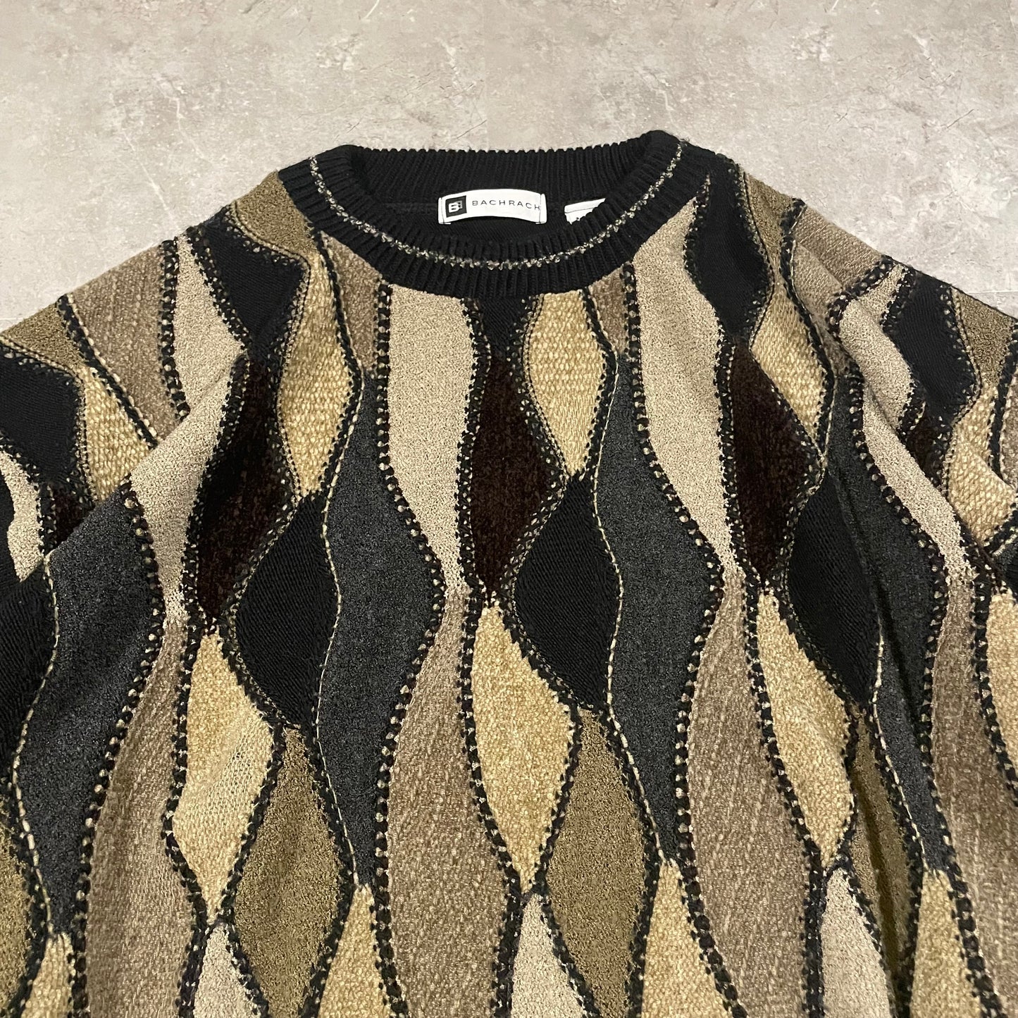 90s Bachrach Coogi-Style Made in USA Knitted Sweater