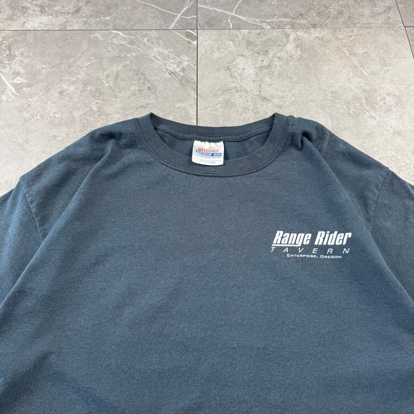90s-00s Hanes Heavyweight Range Rider Tavern Black Biker Graphic T-Shirt