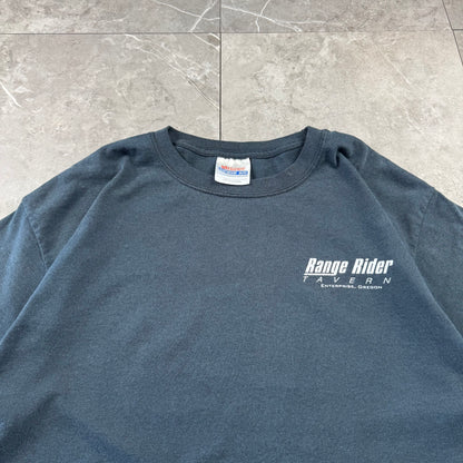 90s-00s Hanes Heavyweight Range Rider Tavern Black Biker Graphic T-Shirt