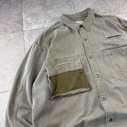 80s-90s Banana Republic Faded Khaki Multi Mesh Pocket Safari Shirt