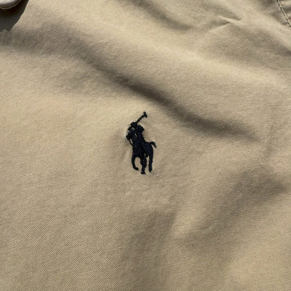 90s-00s Ralph Lauren Beige Flannel Lined Action Pleats Swing Top Jacket