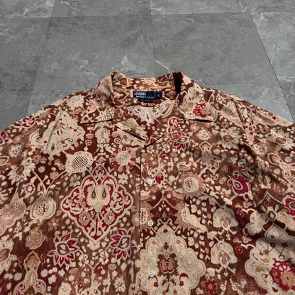 90s Ralph Lauren Faded Red Paisley Cotton Open Collar Shirt KiiChain Clothing