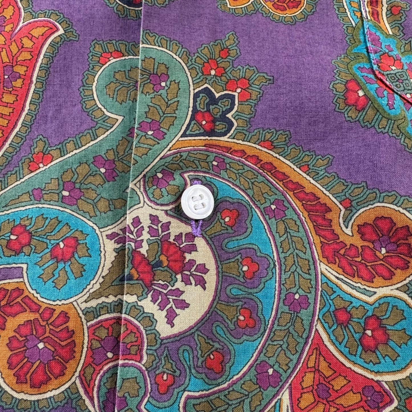 80s Polo by Ralph Lauren Rare Purple Made in USA Paisley Open Collar Shirt