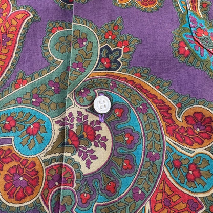 80s Polo by Ralph Lauren Rare Purple Made in USA Paisley Open Collar Shirt