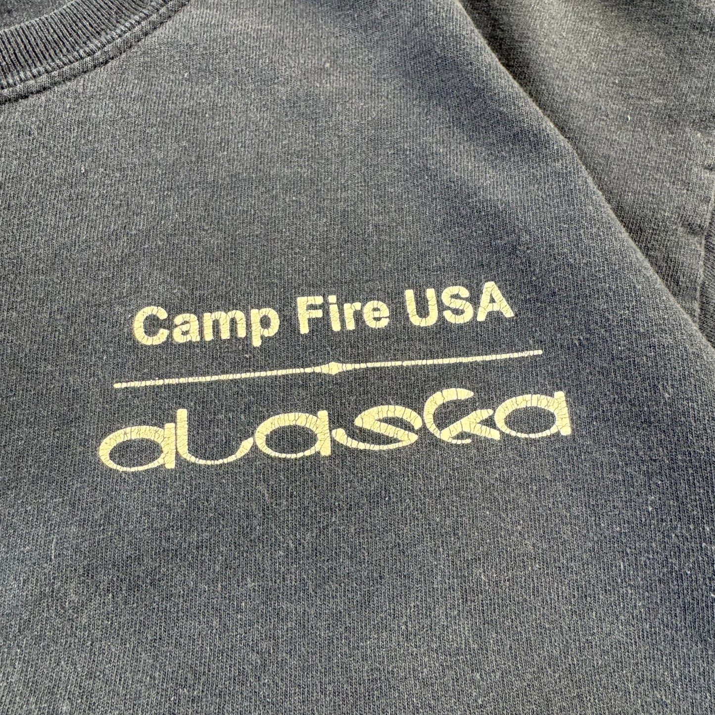 90s-00s Gildan Rolling Since the 60s Camp Fire USA Alaska Navy Bicycle Graphic T-Shirt